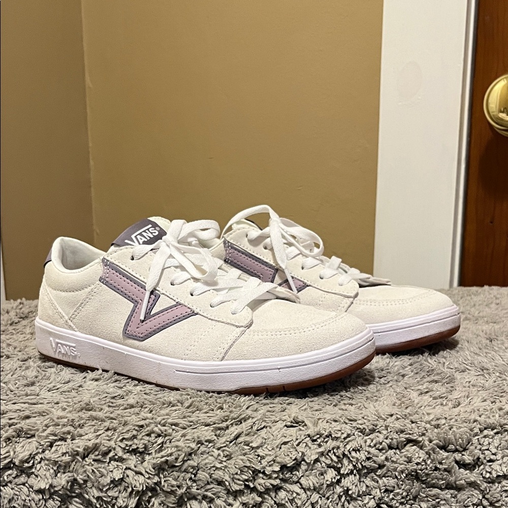 Vans, Cream & Purple Sneakers